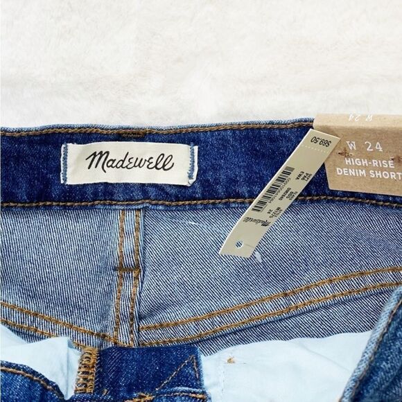 NWT Madewell High Rise Raw Hem Denim Short Lemoybe wash - Picture 6 of 11